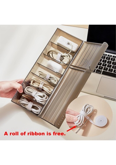 Yaozixa Siyah Kabloları Düzenleyici Kutusu - 7 Bölmeli Usb, Şarj Aleti, Kulaklık Ve Kabloları Sıralama, Masayı/çekmeceyi Temiz Tutma Çözümü