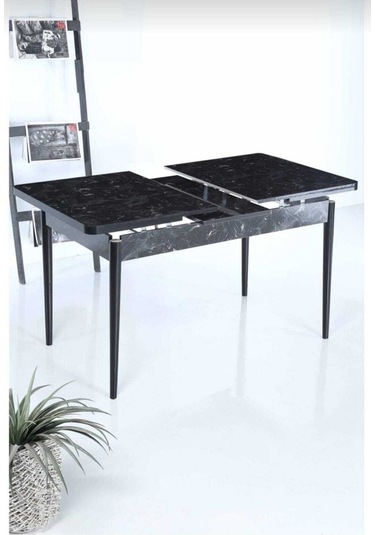 6 Kişilik Açılır Masa Sandalye Takımı Mutfak Masası Takımı Salon Masası Yemek Masası Masa Takımı Siyah