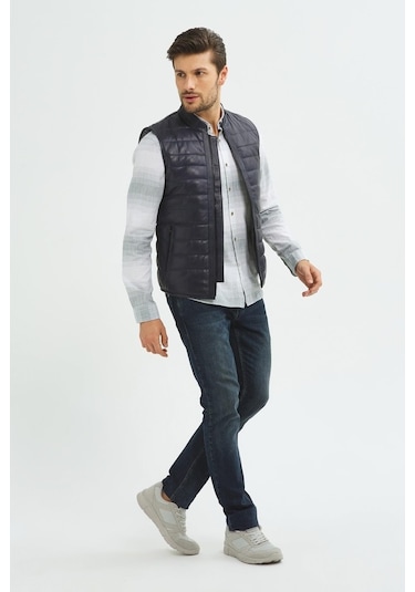 Ikbal Thomas Lacivert / Hakiki Erkek Deri Yelek