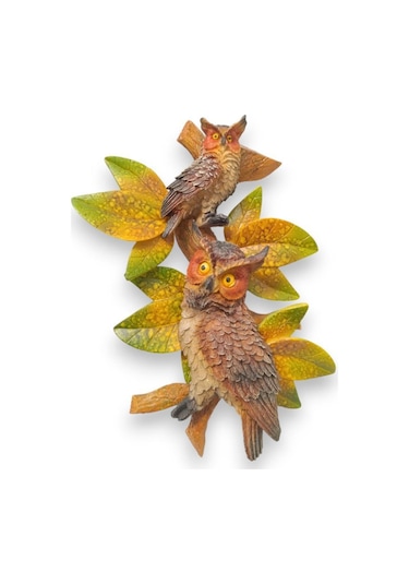 Dekoratif Canlı Renk İkili Baykuş Duvar Süsü Zarif Ev Ve Bahçe Dekorasyonu İçin Şık Aksesuar