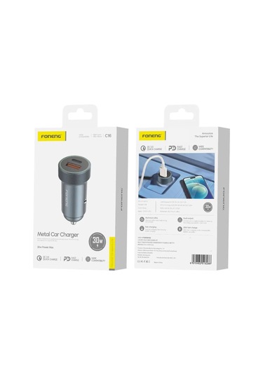 Foneng C16 30w Type-c + Usb Araç İçi Şarj Adaptörü -