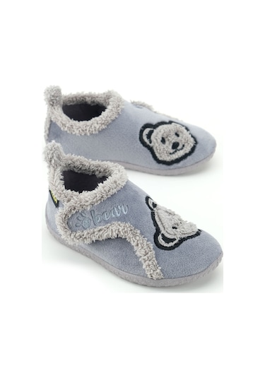 Gezer Erkek Çocuk Kışlık Pvc Rahat Taban Tek Cırt Cırtlı Ayarlanabilir Kemer Ev Okul Kreş Panduf Aya Gri