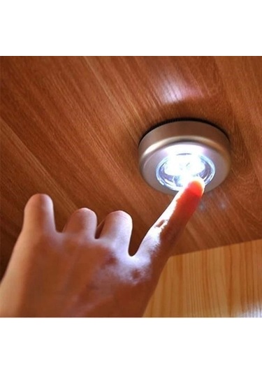 Buffer Kablosuz Spot Pilli Dokunmatik Led Lamba 3 Ledli Dolap Lambası Renk