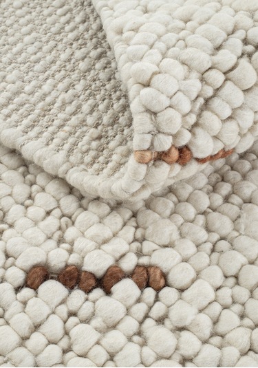 Cool Halı Elegance 06 Krem Doğal Yün Kazak Örgü Desenli El Dokuma Örgü Halı