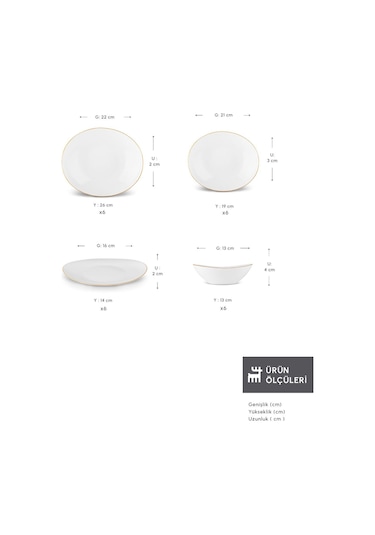 Karaca  Pure 24 Parça 6 Kişilik Yemek Takımı Gold