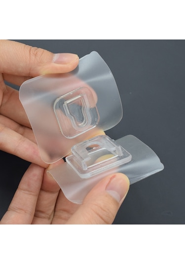 Pufai Çift Taraflı Yapışkanlı Şeffaf Askı Askılık 40 Set 80 Parç Şeffaf