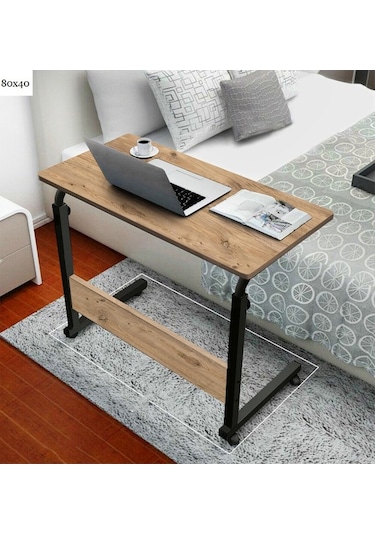 Sekizincicaddedizayn Yükseklik Ayarlı Çalışma Masası - Atlantik Çam (Tekerli) 80X40