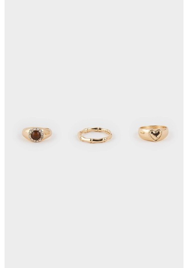 Defacto Kadın 3lü Taşlı Gold Yüzük F6840axnsgd1 Gold