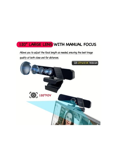 Dashanshop Exhqdr 1080p Full Hd Manuel Odaklı Usb Web Kamerası 120 Geniş Açı Lens, Privacy Cover Ve Tripod Uyumlu