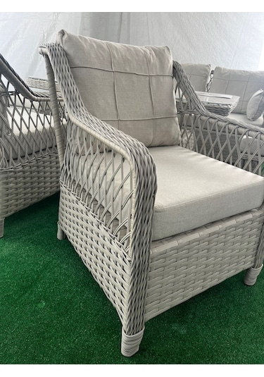 Petra Rattan 3 1 1 Masa 2puf Bahçe Balkon Mobilyası,vizon