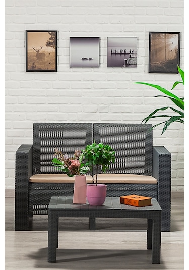 Aksu 2+1+1+s Balkon&teras Bahçe Mobilyası / Antrasit Gri
