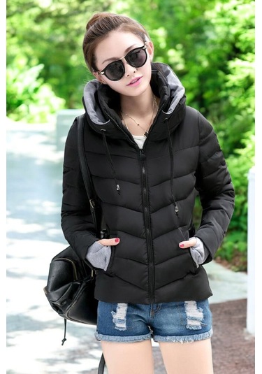 Günlük Kısa Kışlık Şişme Kadın Mont Co801syh2 Siyah