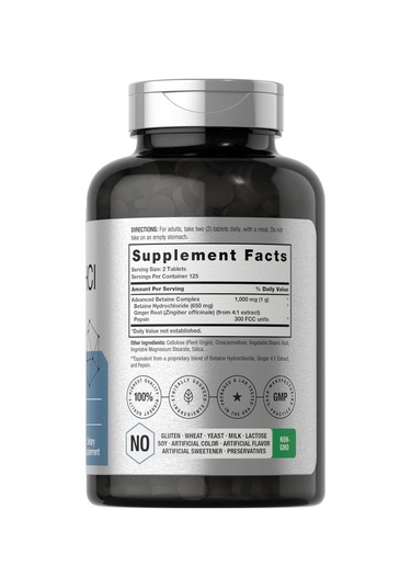 Horbach Betaine Hcl With Pepsin 1000mg 250 Tablet.usa Menşei... Aromasız