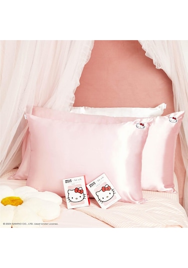 Hello Kitty X Fermuarlı Saten Yastık Kılıfı, 66 X 48 Cm Pembe