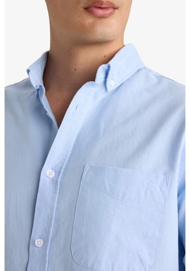 DeFacto %100 Pamuk Regular Fit Polo Yaka Oxford Basic Düz Uzun Kollu Gömlek A8028AX25SPBE196 DeFacto %100 Pamuk Regular Fit Polo Yaka Oxford Basic Düz Uzun Kollu Gömlek A8028AX25SPBE196