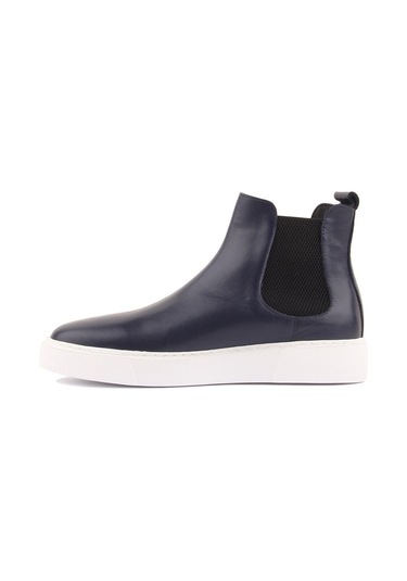 Shoetyle - Lacivert Hakiki Deri Erkek Chelsea Bot 250-041 -1162 Lacivert