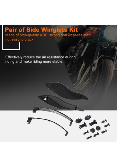 Geeroyoo Harley Davidson İçin Abs Malzeme Siyah Yan Kanatlık Kit - 300x78mm