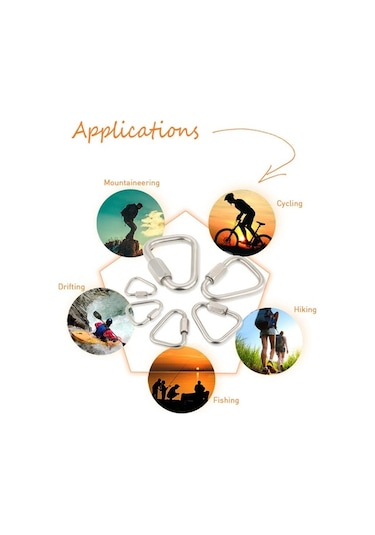 Besthome1 Kaliteli Paslanmaz Çelik Üçgen Kilitli Karabina - Dağcılık, Kamp, Açık Hava Aktiviteleri İçin