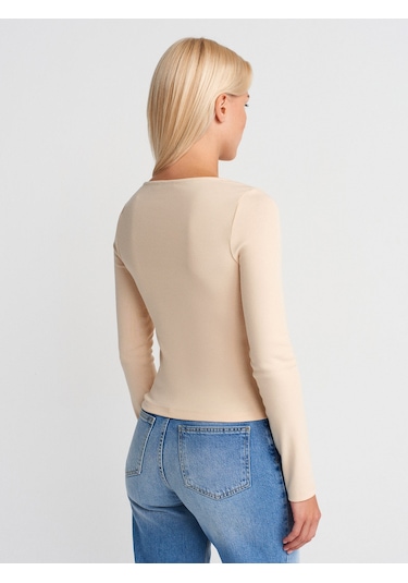 Dilvin 31993 Fermuar Detaylı Uzun Kollu Top-taş Taş