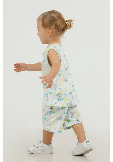 Erkek Çocuk Sevimli Desen Kolsuz Atlet Basic Şortlu Alt Üst Takım 001