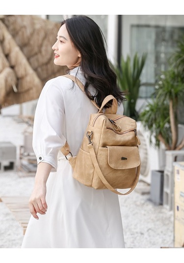 Çanta Büyük Kapasiteli Kadın Sırt Çantası Omuz Çantası Kadın haki