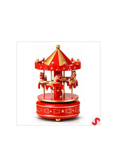 Atlı Karınca Müzik Kutusu, 17cm X 10cm - Kırmızı