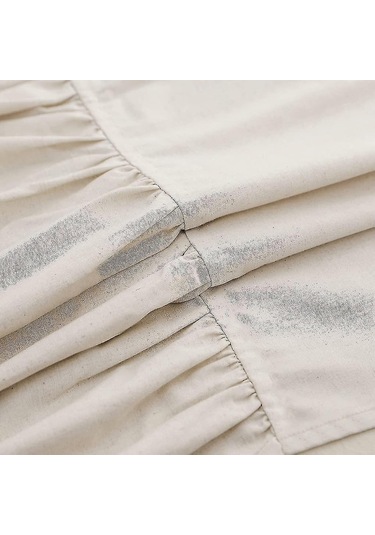 Rustik Fırfırlı Duş Perdesi, Keten Karışımlı Banyo Duş Perdesi, Doğal, 183 X 183 Cm Diğer