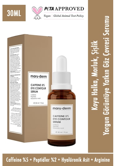 Maruderm Caffeine %5 + Peptides + Hyalüronik Asit Göz Çevresi Serumu 30 ML