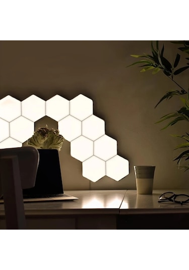 Honeybeeshop 6 Adet Modern Dokunmatik Kontrollu Altigen Led Duvar Lambasi Dokunmatik Kontrol W Dıy Montaj Enerji Tasarruflu Nötr Beyaz Usb Güç 16renk Şarj Edilebilir