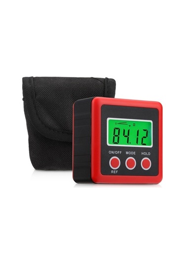 Pazly 3 Düğmeli Mini Dijital Eğim Kutusu Kırmızı - İnklinometre - Hassas Ölçüm Diğer