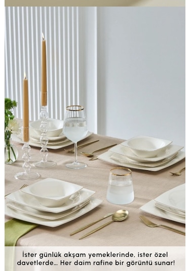 Karaca  Square Bone Mensa 24 Parça 6 Kişilik Yemek Takımı Gold