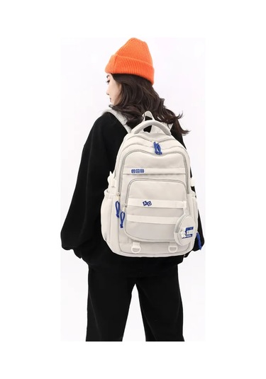 Fengdong Orta Okul Çantaları Kızlar İçin Lise Basit Sırt Çantası Açık Vizon