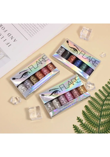 6 Adet Flaş Likit Eyeliner Kalem Dayanıklı Parlak Su Geçirmez Renkli Likit P5004z-b Dark Topaz