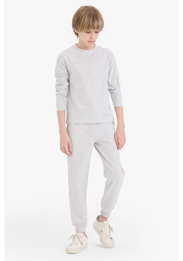 Defacto Erkek Çocuk Bisiklet Yaka Basic Düz Uzun Kollu Okul Tişörtü K1686a625augr400 Gri