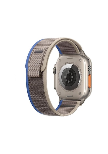 Apple Uyumlu  Watch Se, Ultra 2, 9, 10 Trail Loop Kordon - 38/40/41mm - Gri Mavi