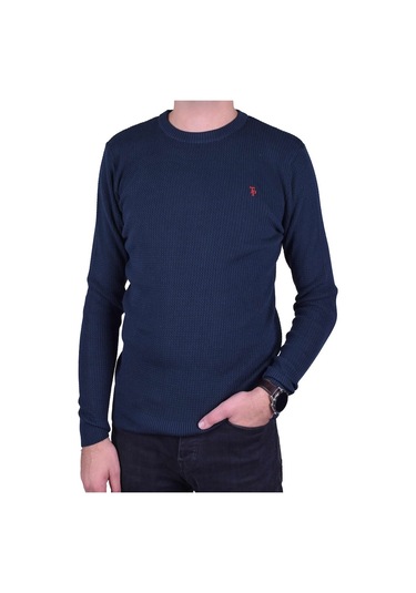 Erkek Lacivert Bisiklet Yaka Yarı Slim Kazak, Ot-Kzk-20001 Lacivert