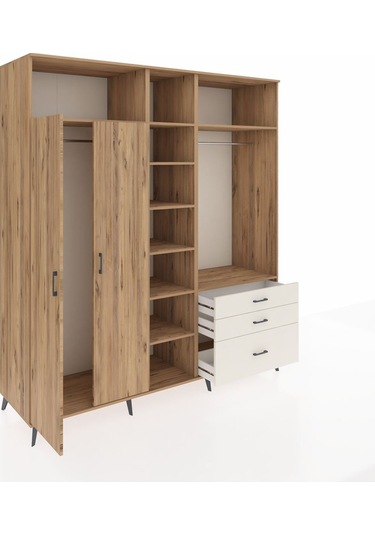 Kronos Dolap 9 Raflı 3 Çekmeceli 2 Askılı 220x59x243 Çam-çam/aytaşı Atlas Çam/aytası