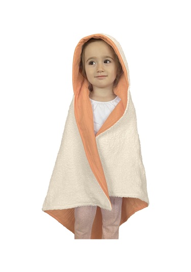 %100pamuk Kapşonlu Bebek Çocuk Banyo Havlusu Çift Yönlü K-bej