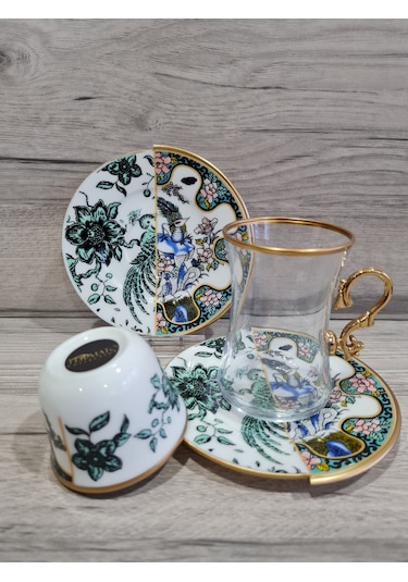 Fermato 18 Parça 6 Kişilik Çay Ve Türk Kahvesi Fincanı Takımı Seremony Serisi Renkli