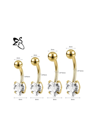 Zs 14g Paslanmaz Çelik Göbek Piercingi 6/8/10/12 Mm Cz Kristal Takı Greennone None