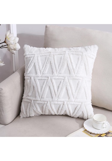 Suntek Modren Ins Style Kırlent Örtüsü El Yapımı Beyaz Beyaz