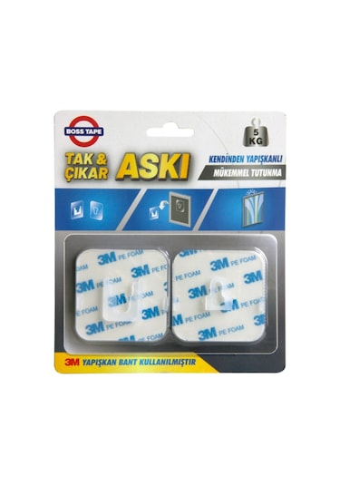 Bosstape 3M Yapıştırıcılı Tak Çıkar Geçmeli Askı 60 x 60 Mm Çok Renkli