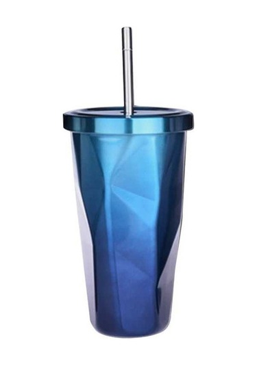 Elmpaly 500ml Paslanmaz Çelik Seyahat Su Matarası - Renkli Kapaklı Ve Pipetli