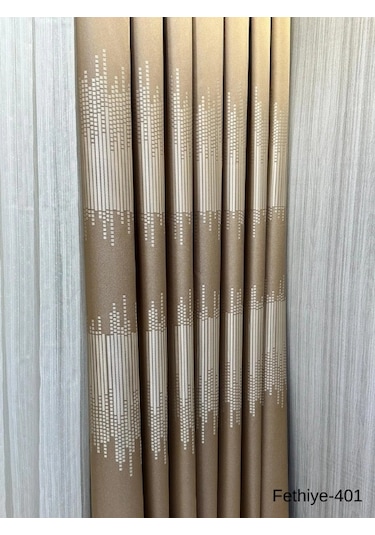 Nivemeshome Fethiye 614178 Altın V-401 1/3 Sık Pileli Fon Perde Apm Altın