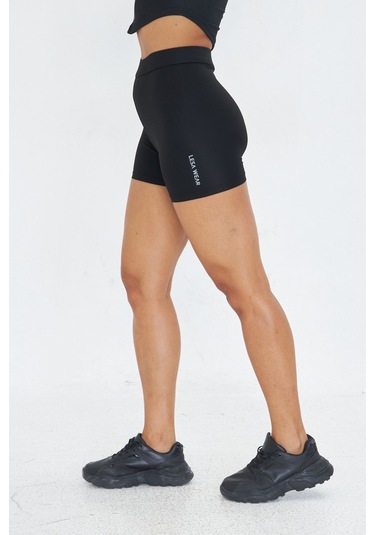 Lesa Wear Yüksek Bel Toparlayıcı Ve Sıkılaştırıcı Kısa Spor Şort Tayt Siyah