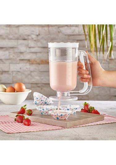 Pankek Dağıtıcı Hamur Porsiyonlayıcı Şekillendirici 900 Ml Dökme Aparatı Beyaz Beyaz