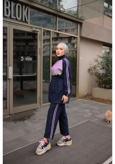 Tesettür Eşofman Takımı Fermuarlı Ikili Takımı Lacivert 479 Lacivert