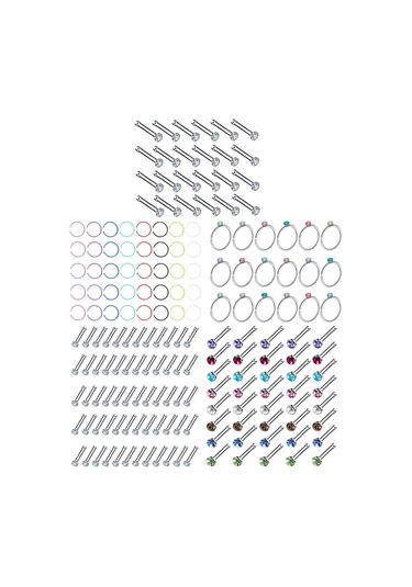 Suntek Kadın Kızlar Için Paslanmaz Çelik Burun Halkası 60-adet-beyaz Çok Renkli