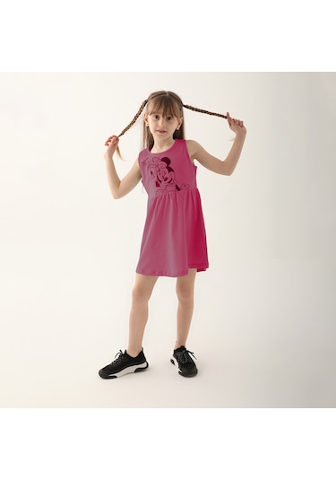 Minnie Mouse D4860-3 Çocuk  Fuşya Elbise