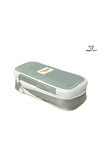 Basit Çift Katmanlı Geri Çekilebilir Büyük Kapasiteli Kalem Kutusu Yeşil